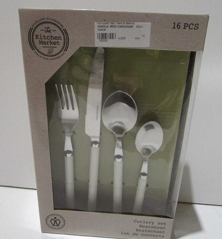 Cutlery set 16pcs white handle image