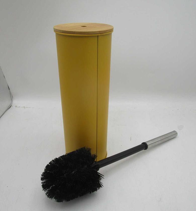 Toilet brush metal lid bamboo image