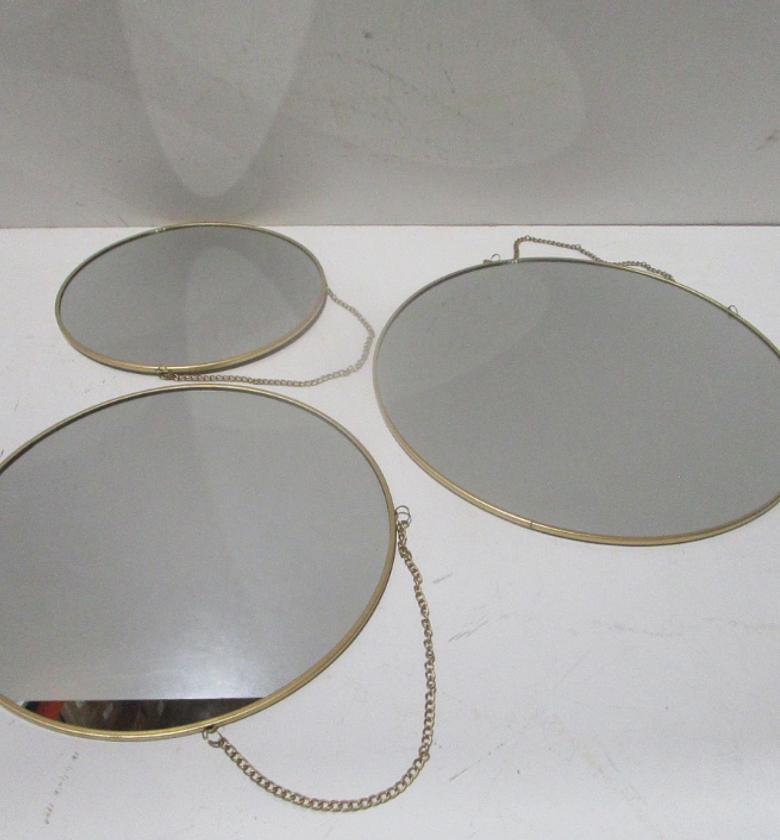 X3 gold metal mirror round image