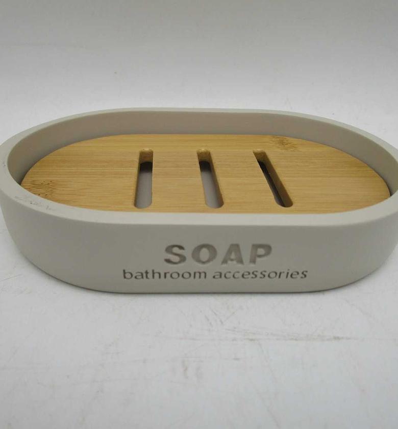 Soap dish polyresin - beige/bamboo image