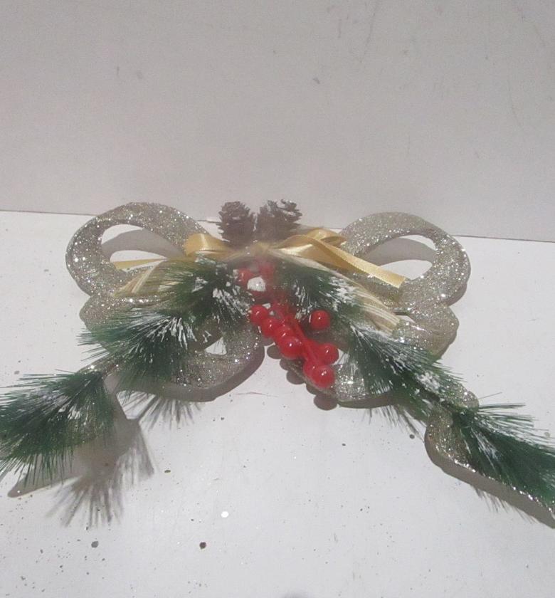 Xmas deco-bowknot plastic glitter image