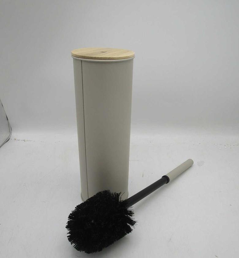 Toilet brush metal/acacia lid image