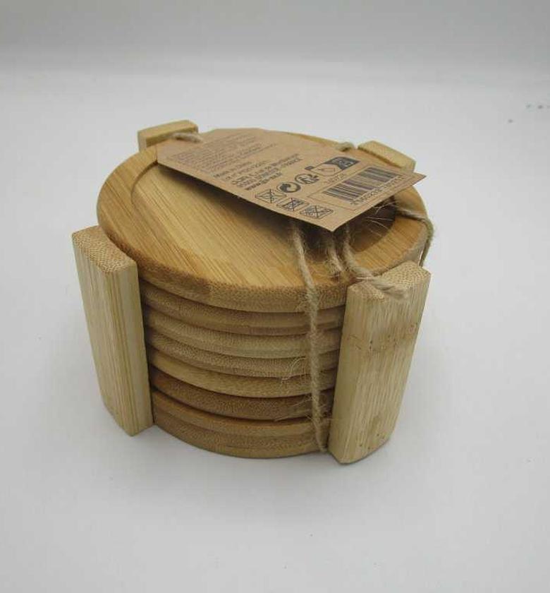 Coaster 6 bamboo + holder image