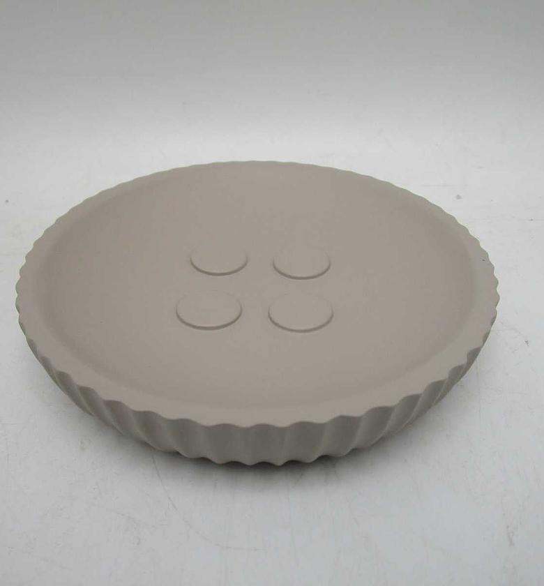 Soap dish striated round polyresin image