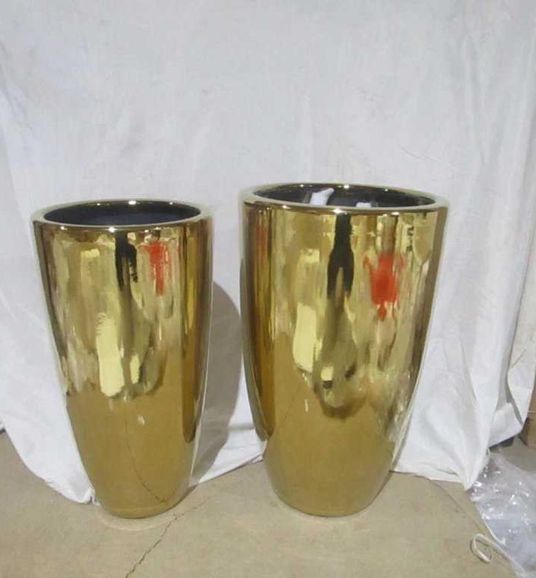 Flower pot set of 2 gold  image