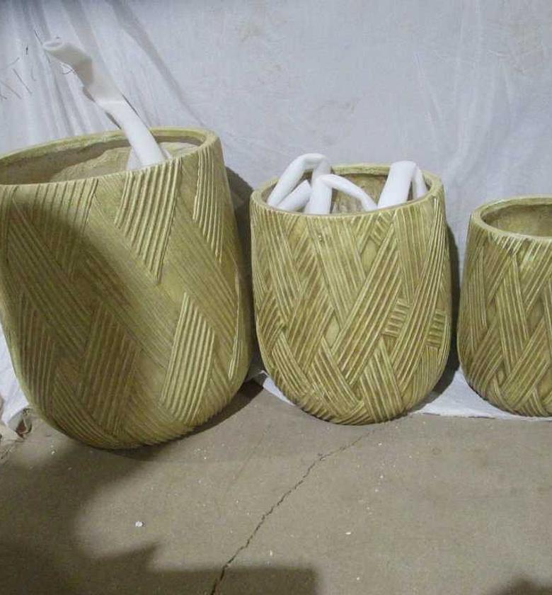 Flower pot set of 3 brown image