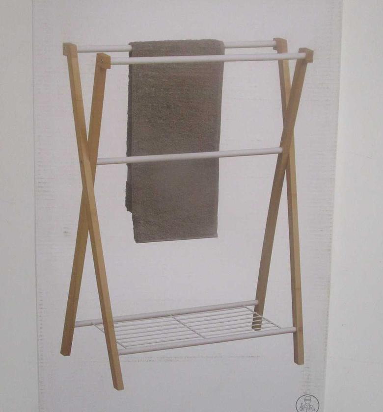 Towel rack bamboo metal 3 image