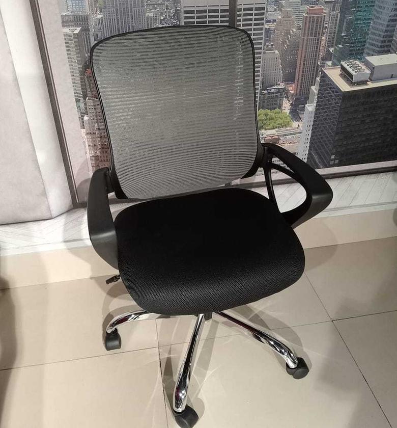 Office chair dark grey-chrome image