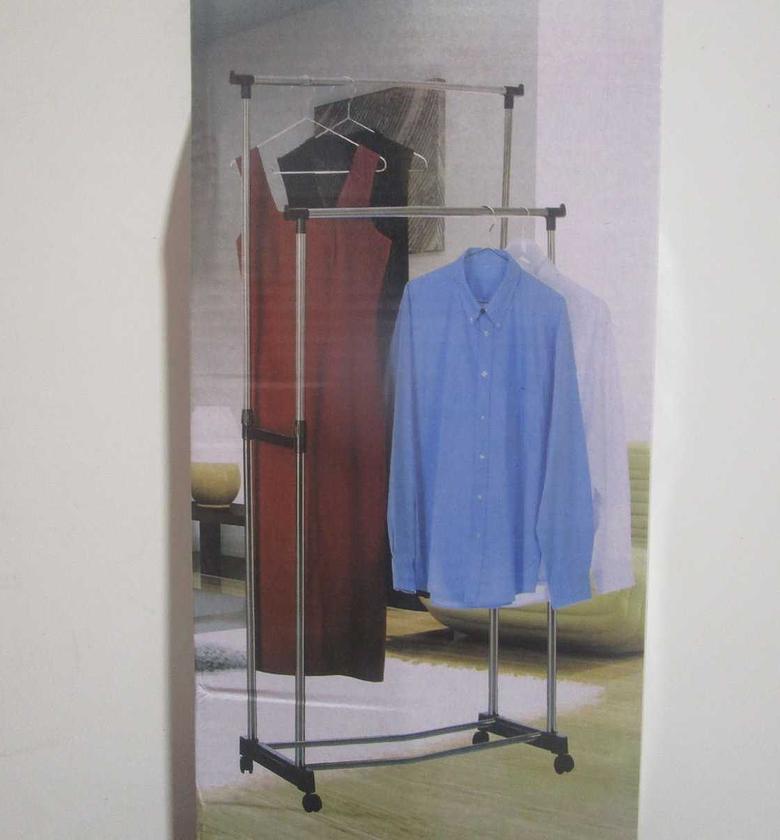 Double-pole clothes rack iron+abs image