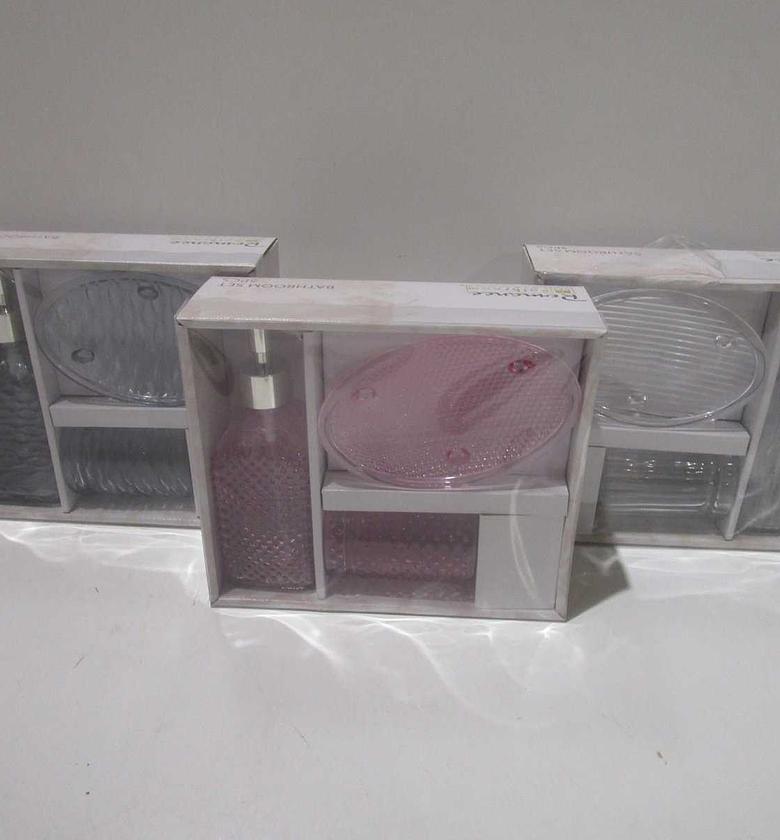 Bathroom set glass 3pcs 3ass image