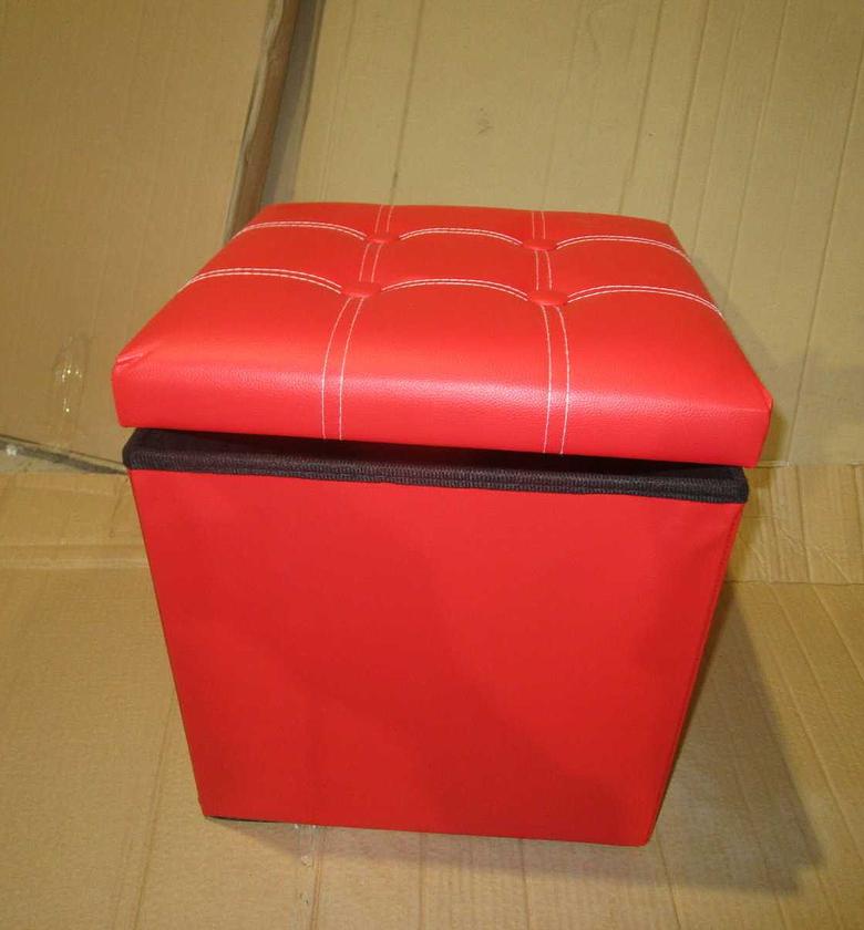 Stool with storage red 38*38*37cm image