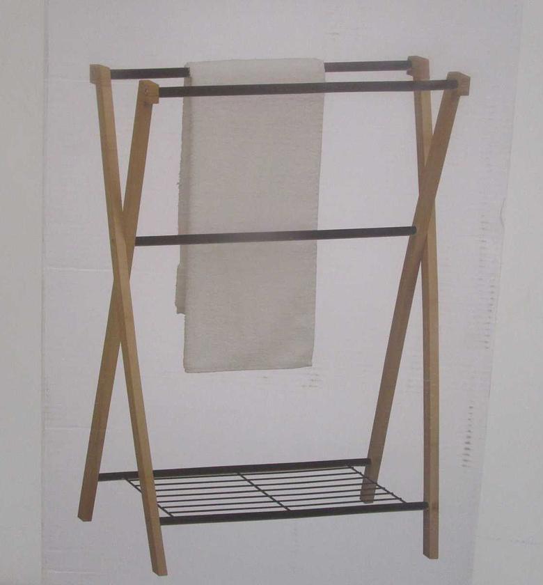 Towel rack bamboo metal 3 image