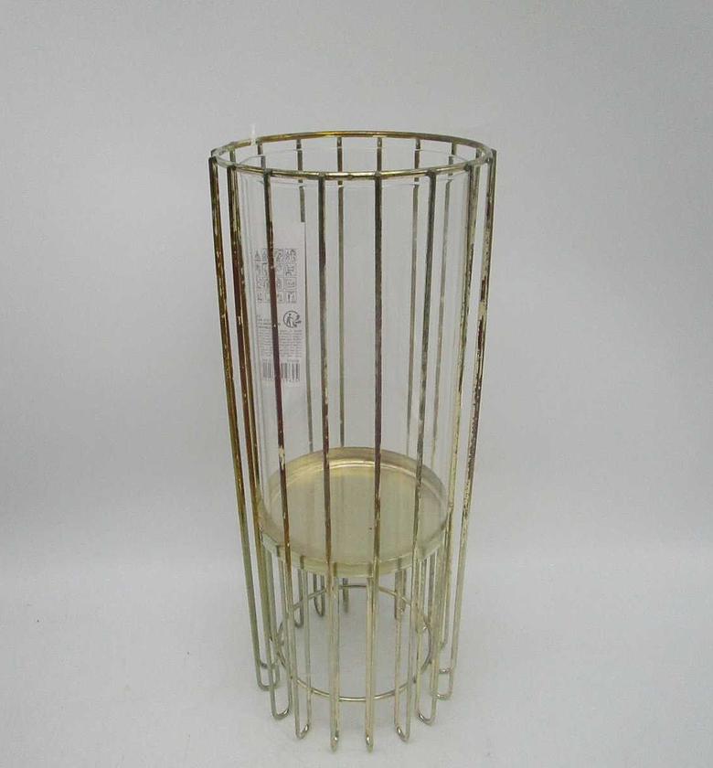 Candleholder gold metal 30cm image