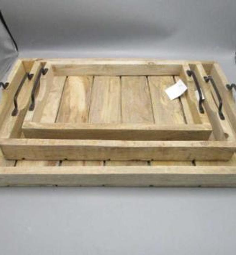 Tray serving wood set 3pc image