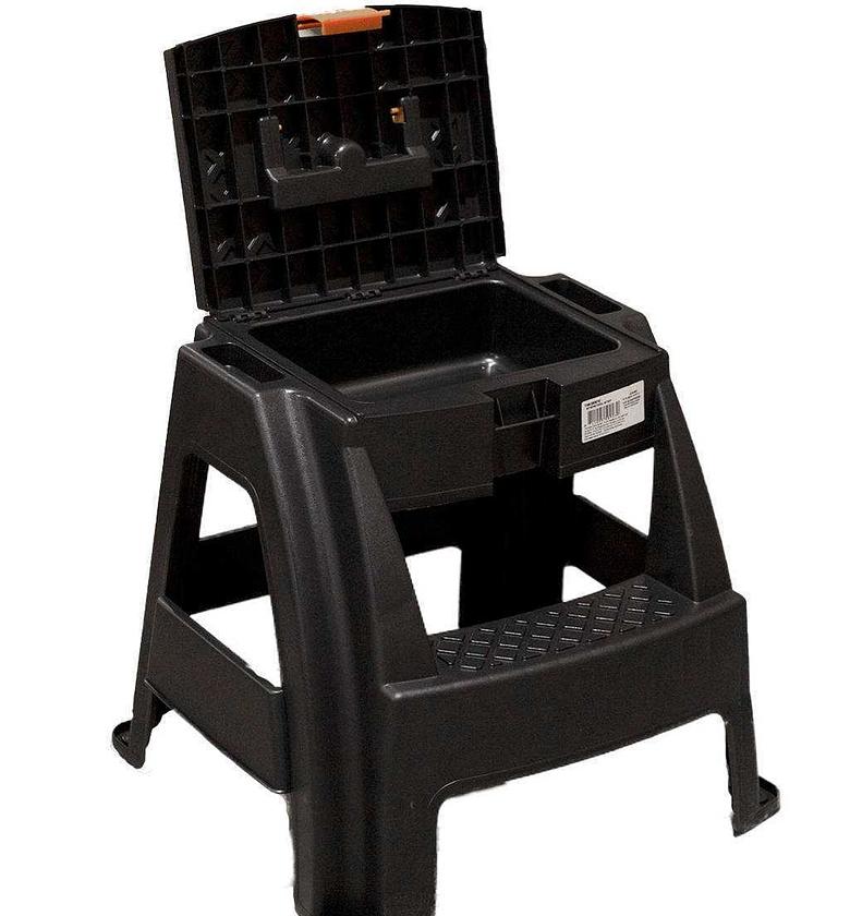 Stool with toolbox grey orange image